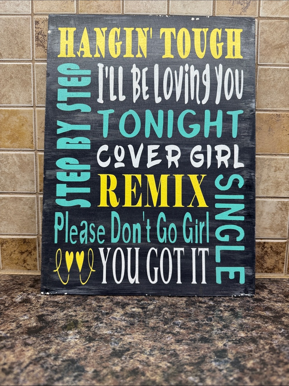Inspirational Typography Wall Art - Teal, Yellow & White